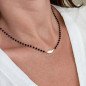 Halskette 'Feather' mit Schwarzen Perlen, Vergoldet mit 14k Gold