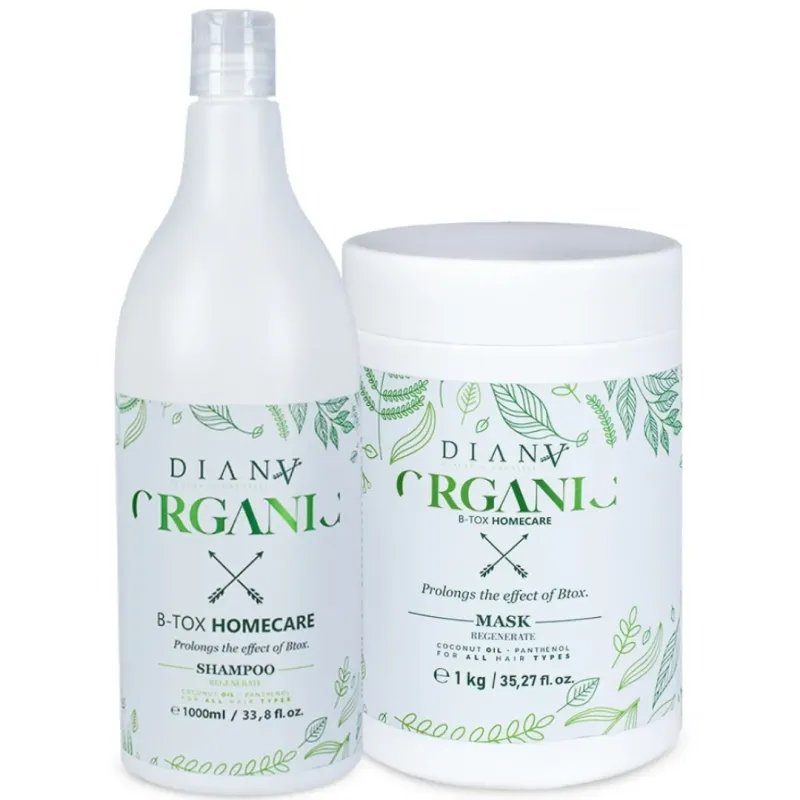 Organic Set – Shampoo 1000ml + Mask 1000g – Post Botox Organic Care and Hair Regeneration | Diana Beauty & Creative