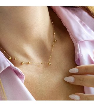 Necklace 'Delicate Drops' with Irregular Beads, Gold Plated with 14k Gold