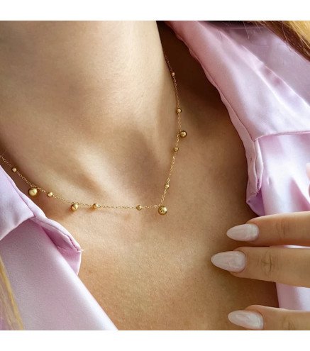 Collier 'Delicate Drops' avec Perles Irrégulières, Plaqué Or 14k