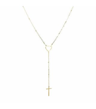 Collier 'Heart & Cross' Plaqué Or 14k