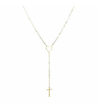 Naszyjnik 'Heart & Cross' pozłacany 14k złotem
