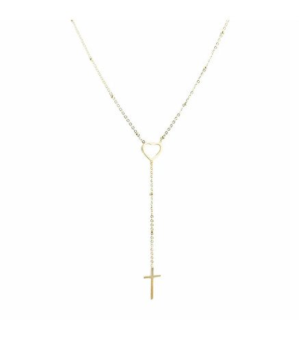 Halskette 'Heart & Cross' Vergoldet mit 14k Gold