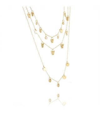 Collier Triple 'Multi Butterfly' Plaqué Or 14k