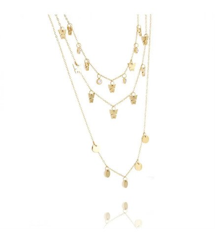 Dreifache Halskette 'Multi Butterfly' Vergoldet mit 14k Gold
