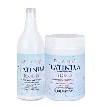 Platinum – Zestaw szampon 1000ml + maska 1000g do włosów blond po botoxie włosów | Diana Beauty & Creative