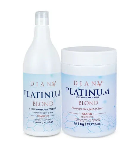 Platinum – Zestaw szampon 1000ml + maska 1000g do włosów blond po botoxie włosów | Diana Beauty & Creative
