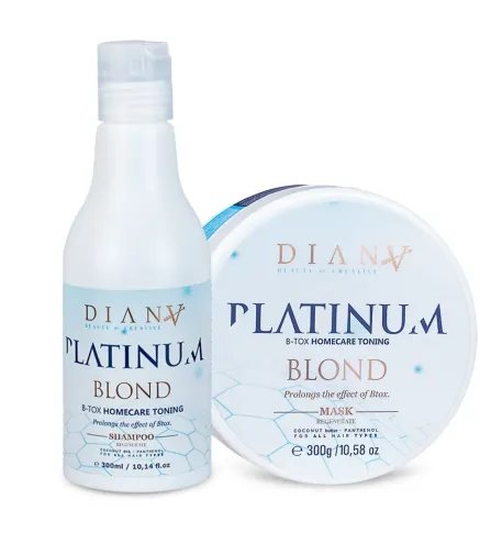 Platinum – Zestaw szampon 300ml + maska 300g do włosów blond po botoxie włosów | Diana Beauty & Creative