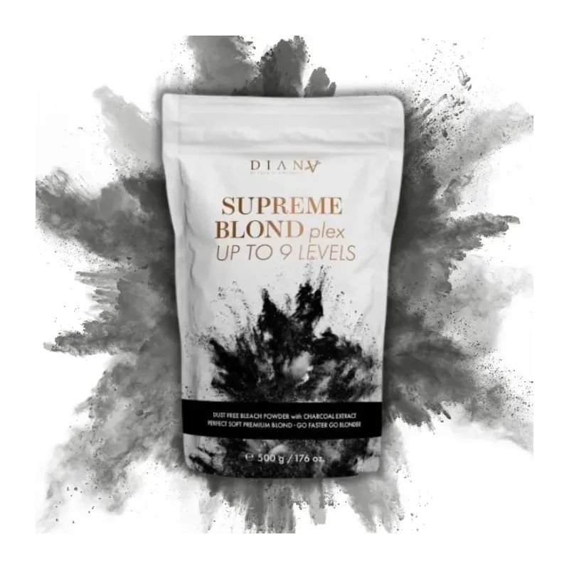 Supreme Blond – Bezpyłowy rozjaśniacz do włosów z węglem bambusowym i technologią Plex 500g | Diana Beauty & Creative