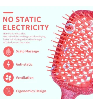 Brosse à cheveux avec paillettes rouges – Flexible, Aérée, Tous Types de Cheveux | Diana Beauty & Creative