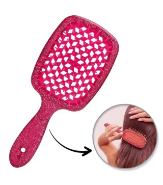Brosse à cheveux avec paillettes rouges – Flexible, Aérée, Tous Types de Cheveux | Diana Beauty & Creative