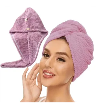 Ręcznik kapturek do włosów z mikrofibry 65x25 cm – różowy | Diana Beauty & Creative