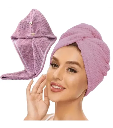 Turban cheveux microfibre 65x25 cm – Rose | Diana Beauty & Creative