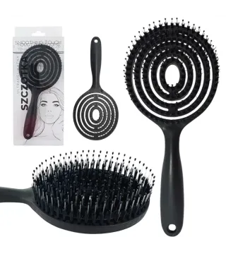 Super Flexibele Varkenshaar Haarborstel – Zwart – Massage, Ontwarren, Drogen | Diana Beauty & Creative