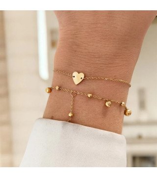 Bracelet 'Charms Dots' with Charms, Gold Plated with 14k Gold