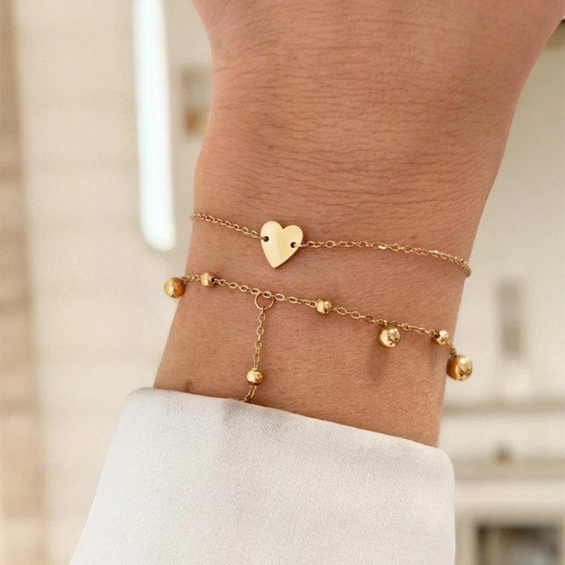 Armband 'Charms Dots' met Hangers, Verguld met 14-karaats Goud Armband 'Charms Dots' met Hangers, Verguld met 14-karaats Goud