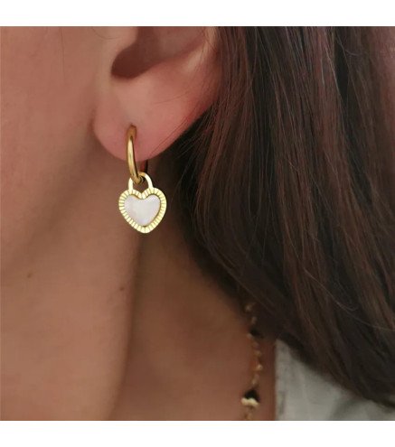Earrings 'Hartjes' with White Amber, Gold Plated with 14k Gold