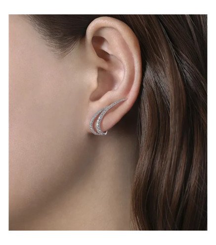 Earrings 'Wings' in White Gold Color, Gold Plated with 14k Gold