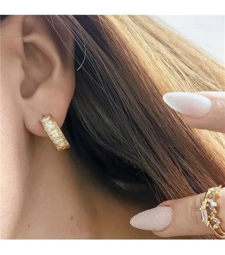 Boucles d'oreilles en acier inoxydable doré rétro gold