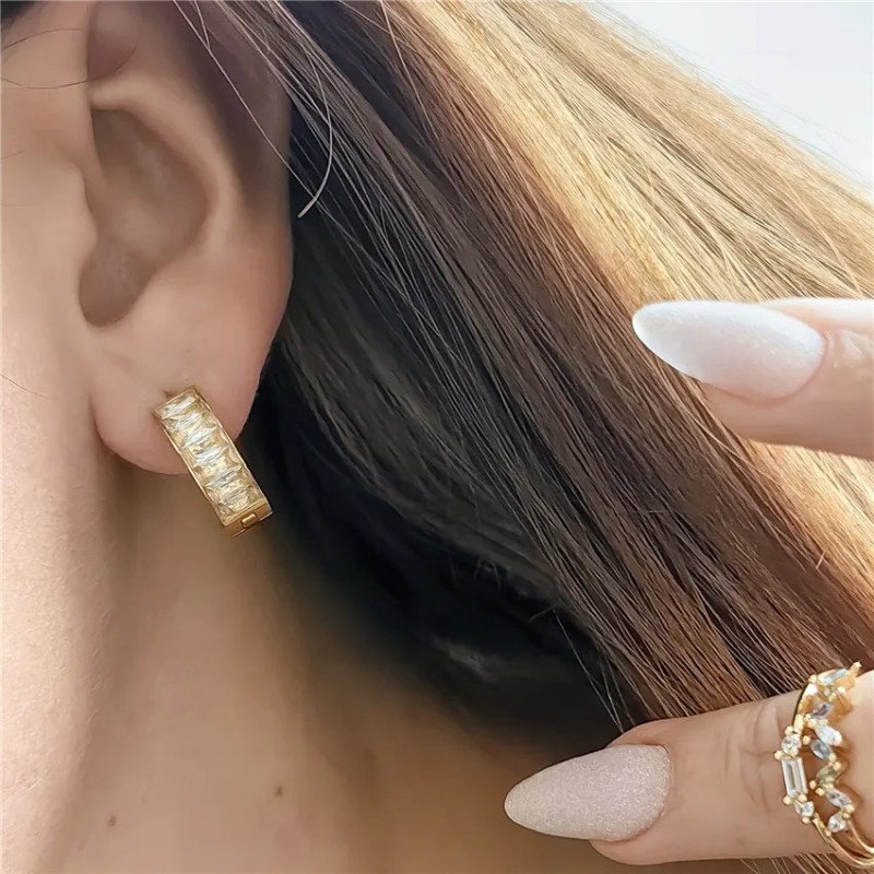 Vergulde roestvrijstalen oorbellen retro goud Vergulde roestvrijstalen oorbellen retro goud