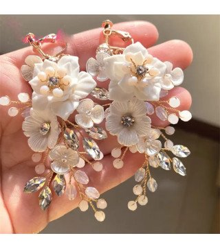 Handmade wedding earrings with rhinestones Rosea