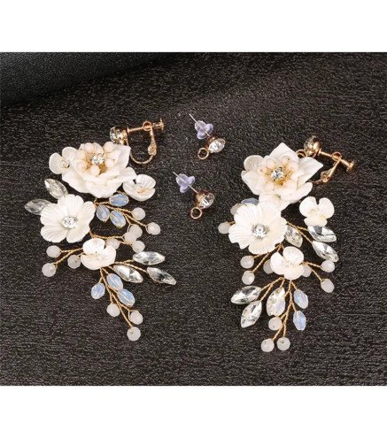 Handmade wedding earrings with rhinestones Rosea