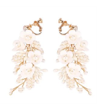 Boucles d'oreilles de mariage faites à la main avec strass Lilium