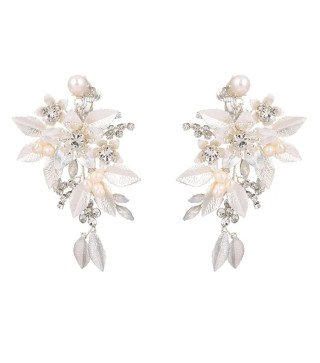 Boucles d'oreilles de mariage faites à la main avec strass Rubia