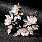 Boucles d'oreilles 'Fuchsia' avec Strass Faits Main et Or 14k Boucles d'oreilles 'Fuchsia' avec Strass Faits Main et Or 14k
