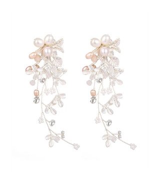 Earrings 'Rosa' with Crystals and Handcrafted Design