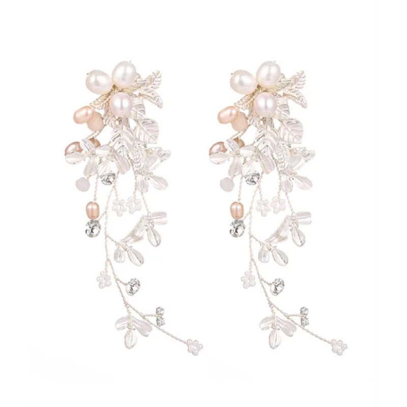 Earrings 'Rosa' with Crystals and Handcrafted Design