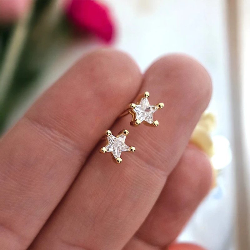 Boucles d'oreilles en acier inoxydable doré GOLD STARS