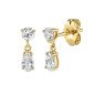 Boucles d'oreilles 'Shine' avec Cristal Suspendu, Plaqué Or 14k