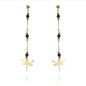 Earrings 'Libellen' with Black Stones and Gold Beads, Gold Plated with 14k Gold