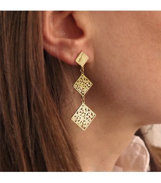 Boucles d'oreilles 'Diamante' Plaqué Or 14k