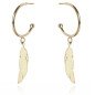 Boucles d'oreilles 'Feather' avec Design de Plume, Plaqué Or 14k