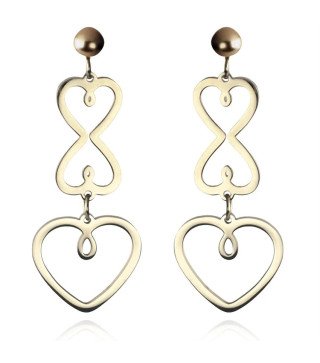 Boucles d'oreilles 'Infinity Hearts' en Forme de Cœurs, Plaqué Or Léger