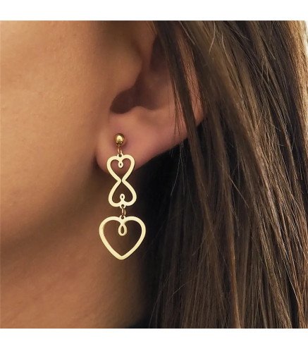 Boucles d'oreilles 'Infinity Hearts' en Forme de Cœurs, Plaqué Or Léger