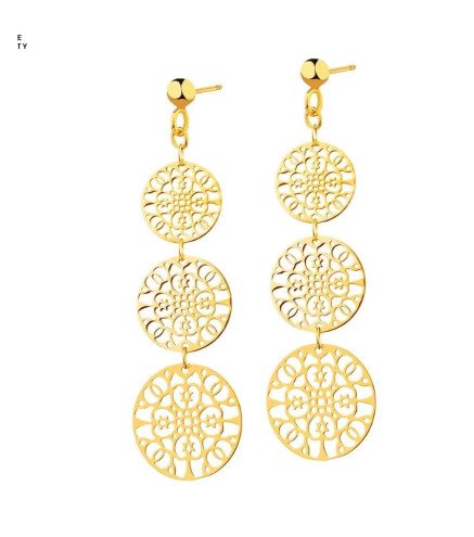 Boucles d'oreilles 'Triple Rosettes' en Forme de Rosettes, Plaqué Or 14k