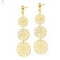 Boucles d'oreilles 'Triple Rosettes' en Forme de Rosettes, Plaqué Or 14k