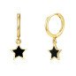 Ohrringe 'Black Stars on Hoop' mit Schwarzen Sternen, Vergoldet mit 14k Gold