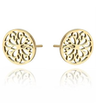Boucles d'oreilles 'Ornament' en Forme d'Ornements Décoratifs, Plaqué Or 14k