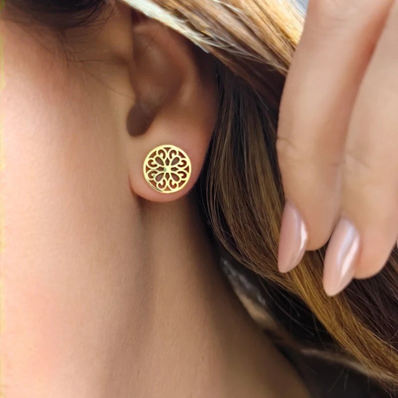 Earrings 'Ornament' Ornament-Shaped, Gold Plated with 14k Gold Earrings 'Ornament' Ornament-Shaped, Gold Plated with 14k Gold