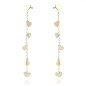 Boucles d'oreilles 'Amor Gold' avec Cœurs Suspendus, Plaqué Or 14k