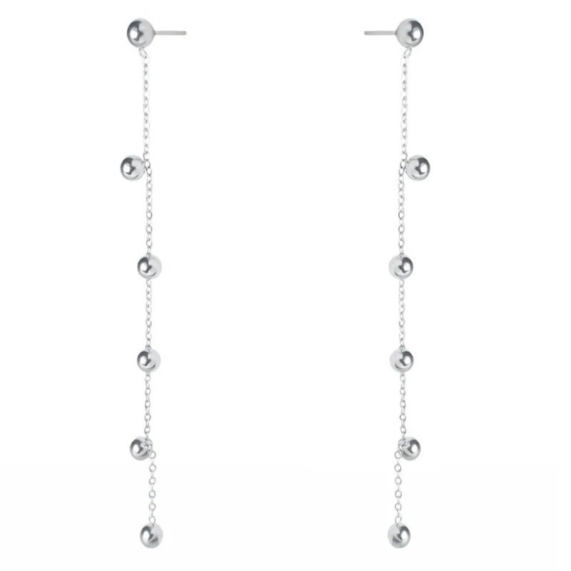 Boucles d'oreilles 'Night' avec Perles Argentées, Plaqué Argent