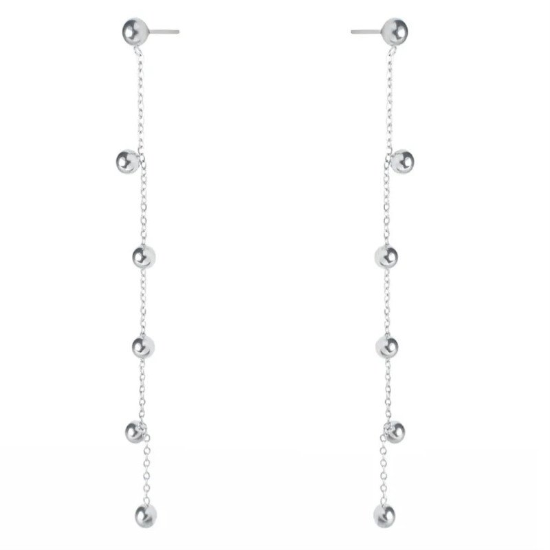 Earrings 'Night' with Silver Beads, Silver Plated Earrings 'Night' with Silver Beads, Silver Plated