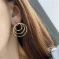Oorbellen 'Triple Circles' in de Vorm van Drievoudige Cirkels, Verguld met 14-karaats Goud