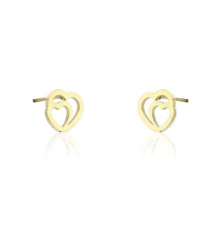 Earrings 'Ajour Double Hearts' Double Heart-Shaped, Gold Plated with 14k Gold