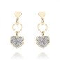 Earrings 'Valenti' with Double Hearts, Gold Plated with 14k Gold and Diamond Look Earrings 'Valenti' with Double Hearts, Gold Plated with 14k Gold and Diamond Look