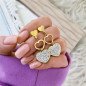 Oorbellen 'Valenti' met Dubbele Harten, Verguld met 14-karaats Goud en Diamantlook
